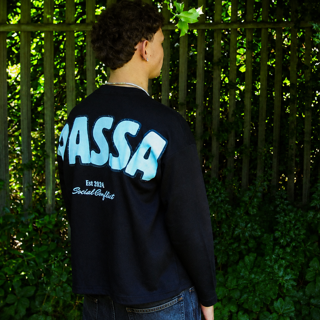Black Waffle Knit Long Sleeve