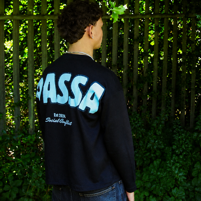Black Waffle Knit Long Sleeve