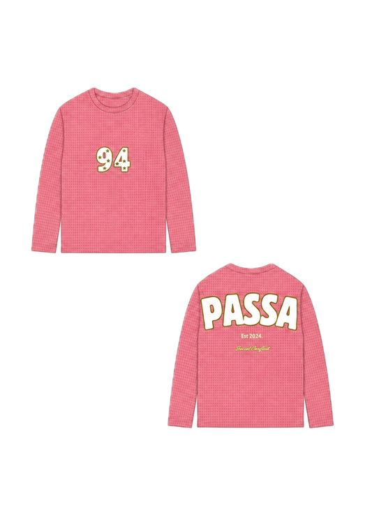 Pink Waffle Knit Long Sleeve